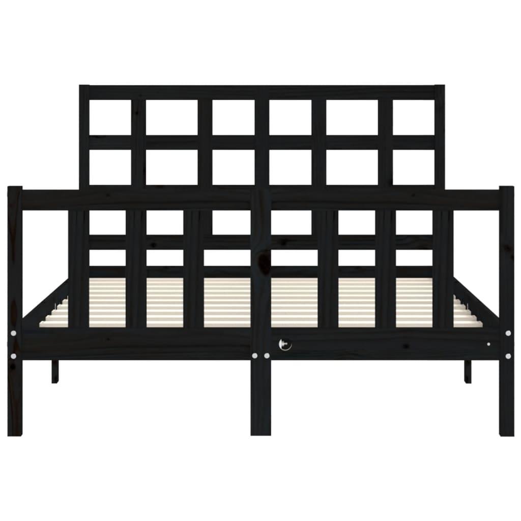 Bed Frame without Mattress Black 135x190 cm Solid Wood Pine