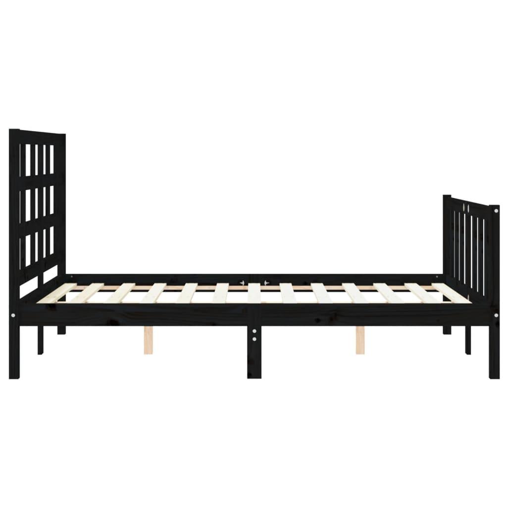 Bed Frame without Mattress Black 135x190 cm Solid Wood Pine