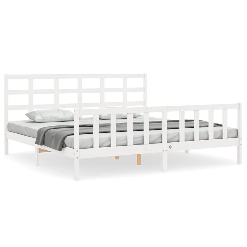 Bed Frame without Mattress White 183x203 cm King Solid Wood Pine