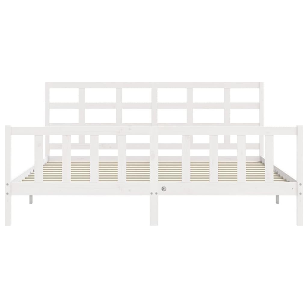 Bed Frame without Mattress White 183x203 cm King Solid Wood Pine