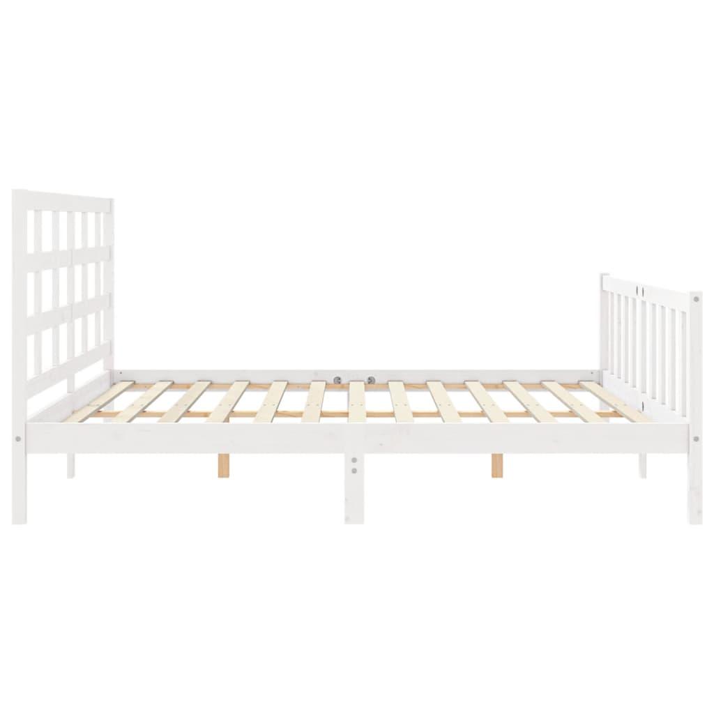 Bed Frame without Mattress White 183x203 cm King Solid Wood Pine