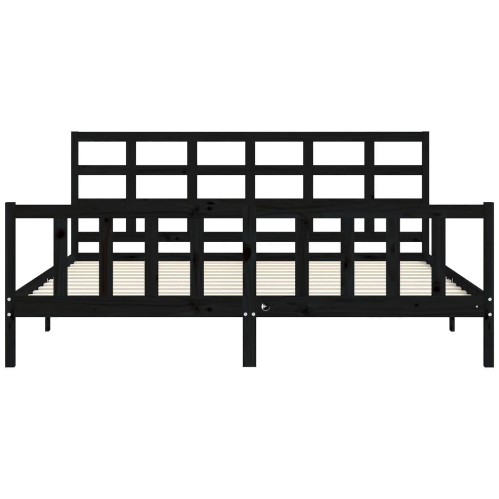 Bed Frame without Mattress Black 183x203 cm King Solid Wood Pine