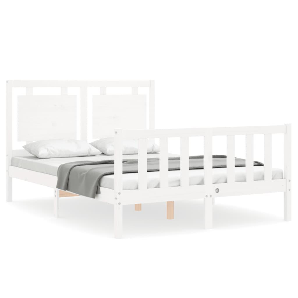 Bed Frame without Mattress White 135x190 cm Solid Wood Pine