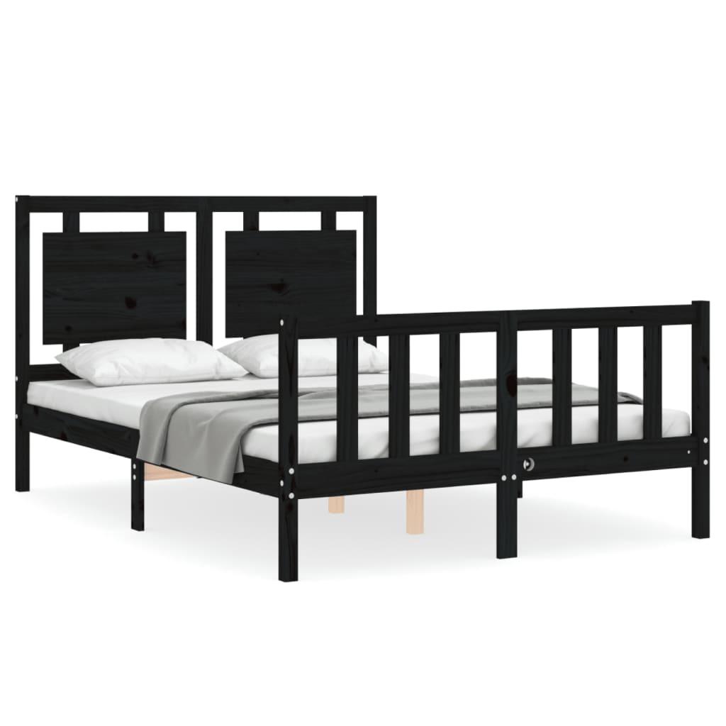 Bed Frame without Mattress Black 135x190 cm Solid Wood Pine