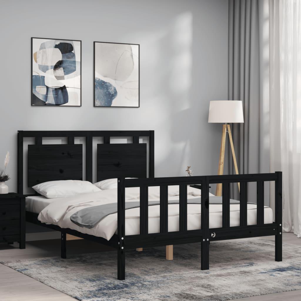 Bed Frame without Mattress Black 135x190 cm Solid Wood Pine