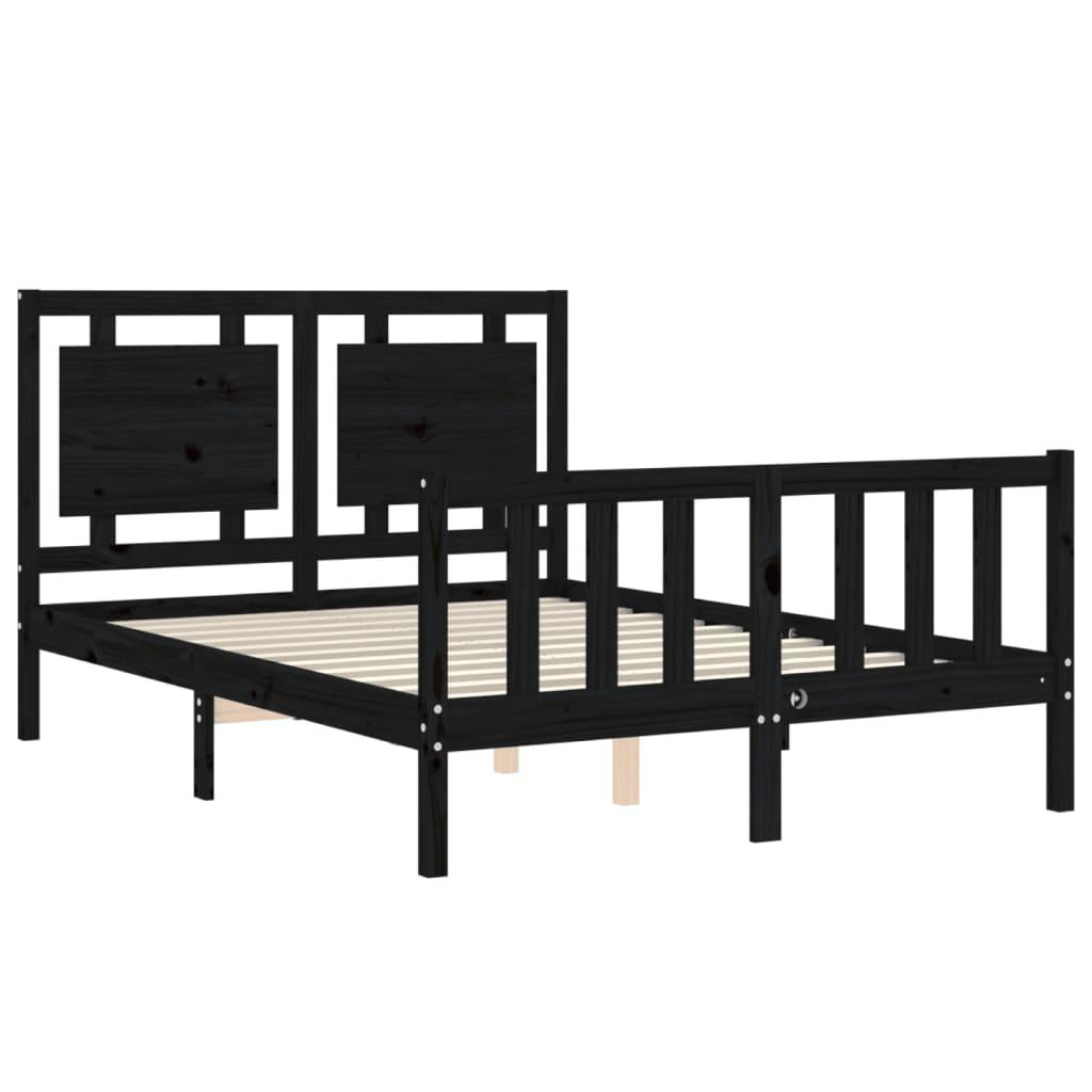 Bed Frame without Mattress Black 135x190 cm Solid Wood Pine