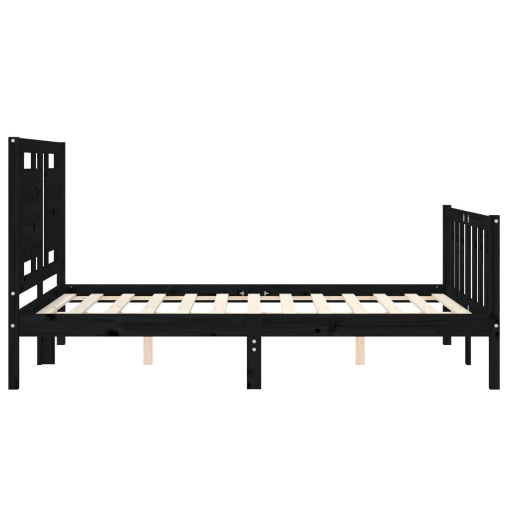 Bed Frame without Mattress Black 135x190 cm Solid Wood Pine