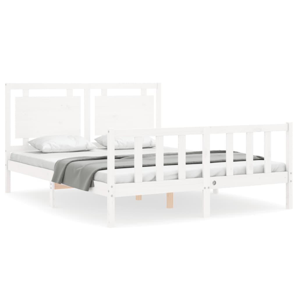 Bed Frame without Mattress White 150x200 cm Solid Wood Pine