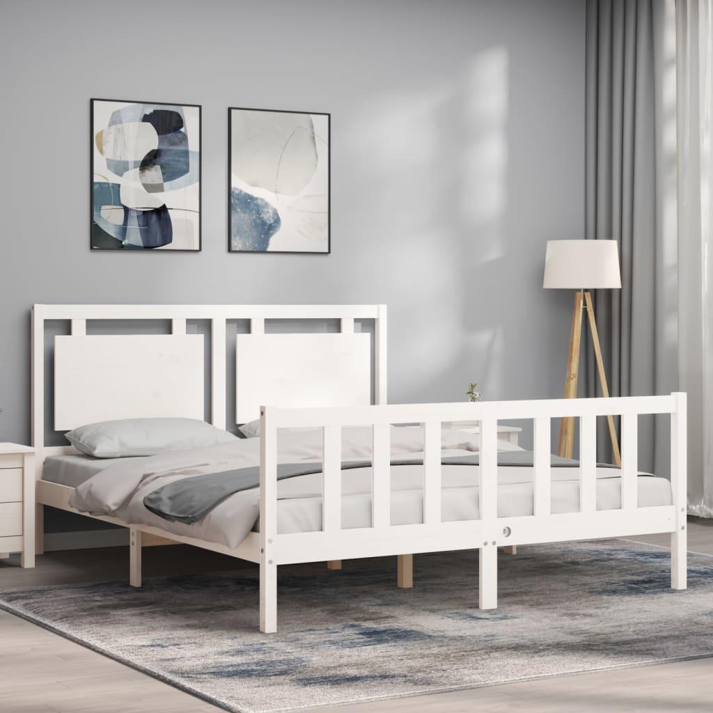 Bed Frame without Mattress White 150x200 cm Solid Wood Pine