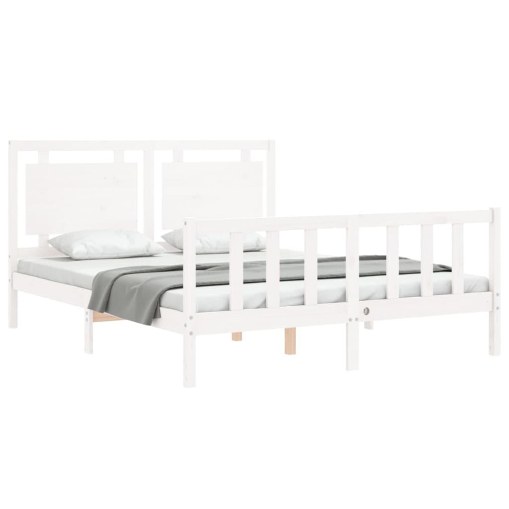 Bed Frame without Mattress White 150x200 cm Solid Wood Pine