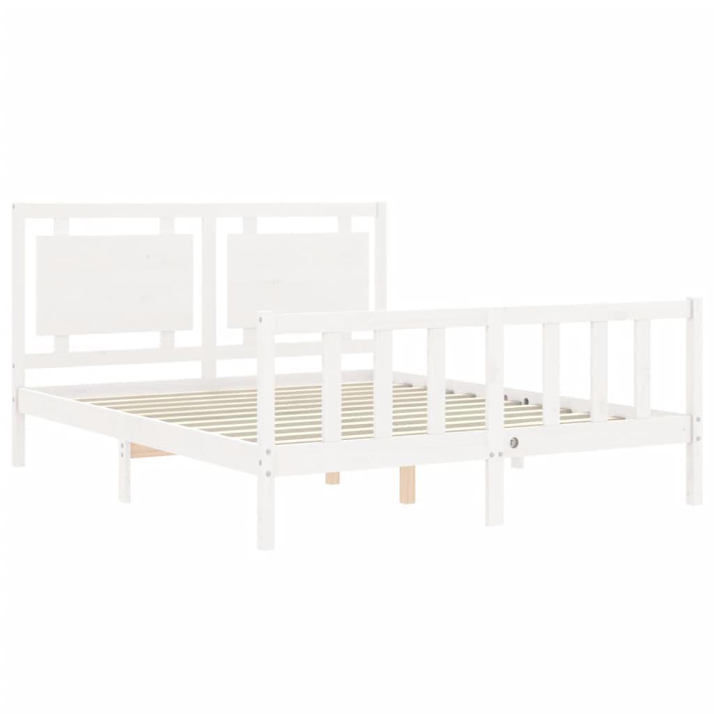 Bed Frame without Mattress White 150x200 cm Solid Wood Pine
