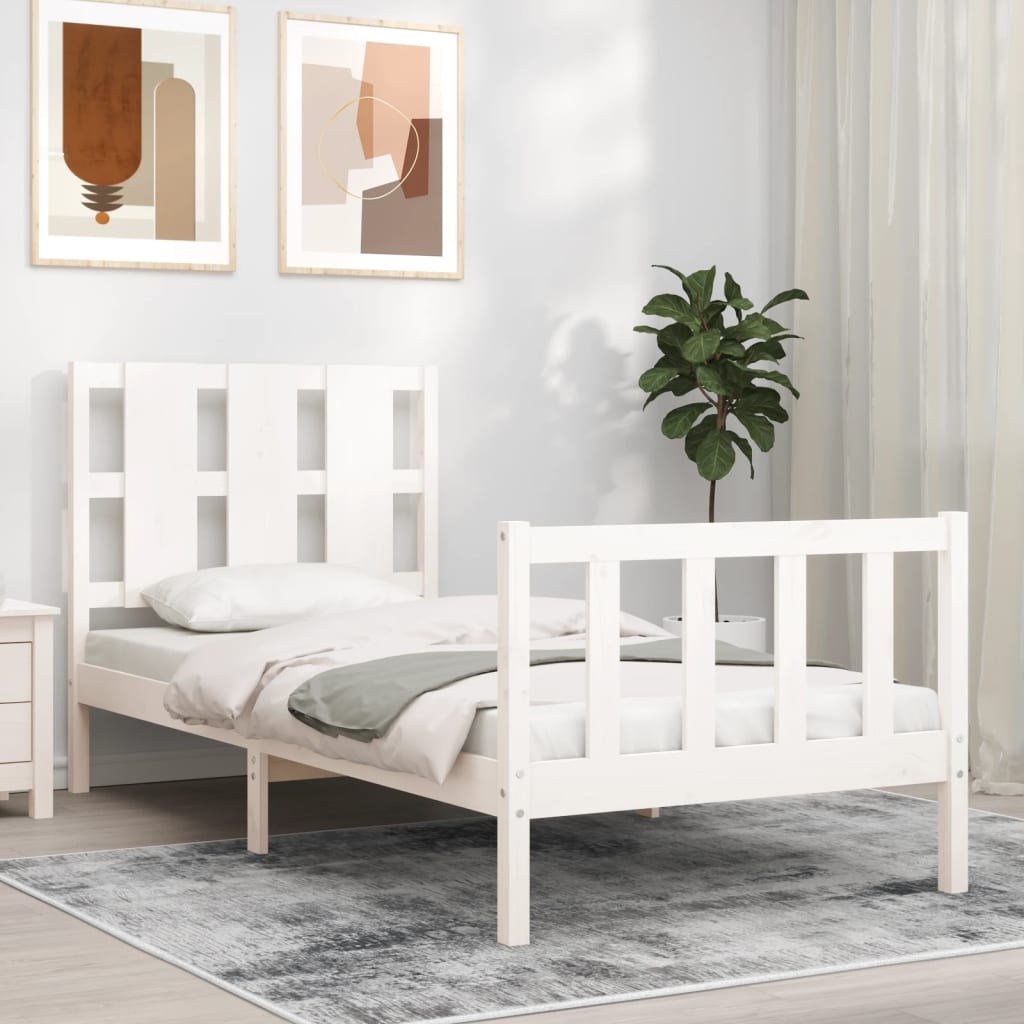 Bed Frame without Mattress White 90x190 cm Solid Wood Pine