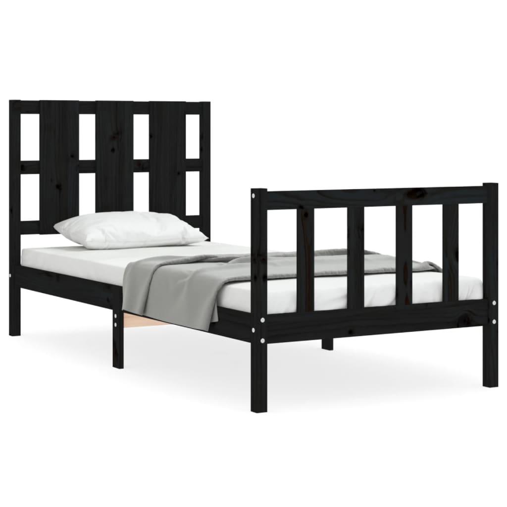 Bed Frame without Mattress Black 90x190 cm Solid Wood Pine