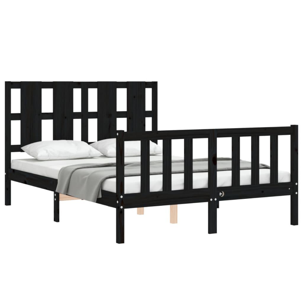 Bed Frame without Mattress Black 135x190 cm Solid Wood Pine