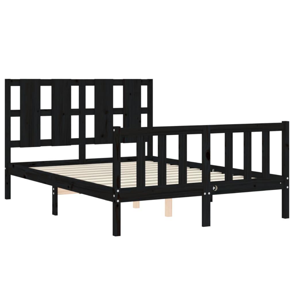 Bed Frame without Mattress Black 135x190 cm Solid Wood Pine