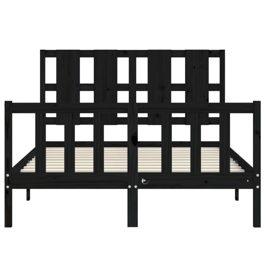 Bed Frame without Mattress Black 135x190 cm Solid Wood Pine