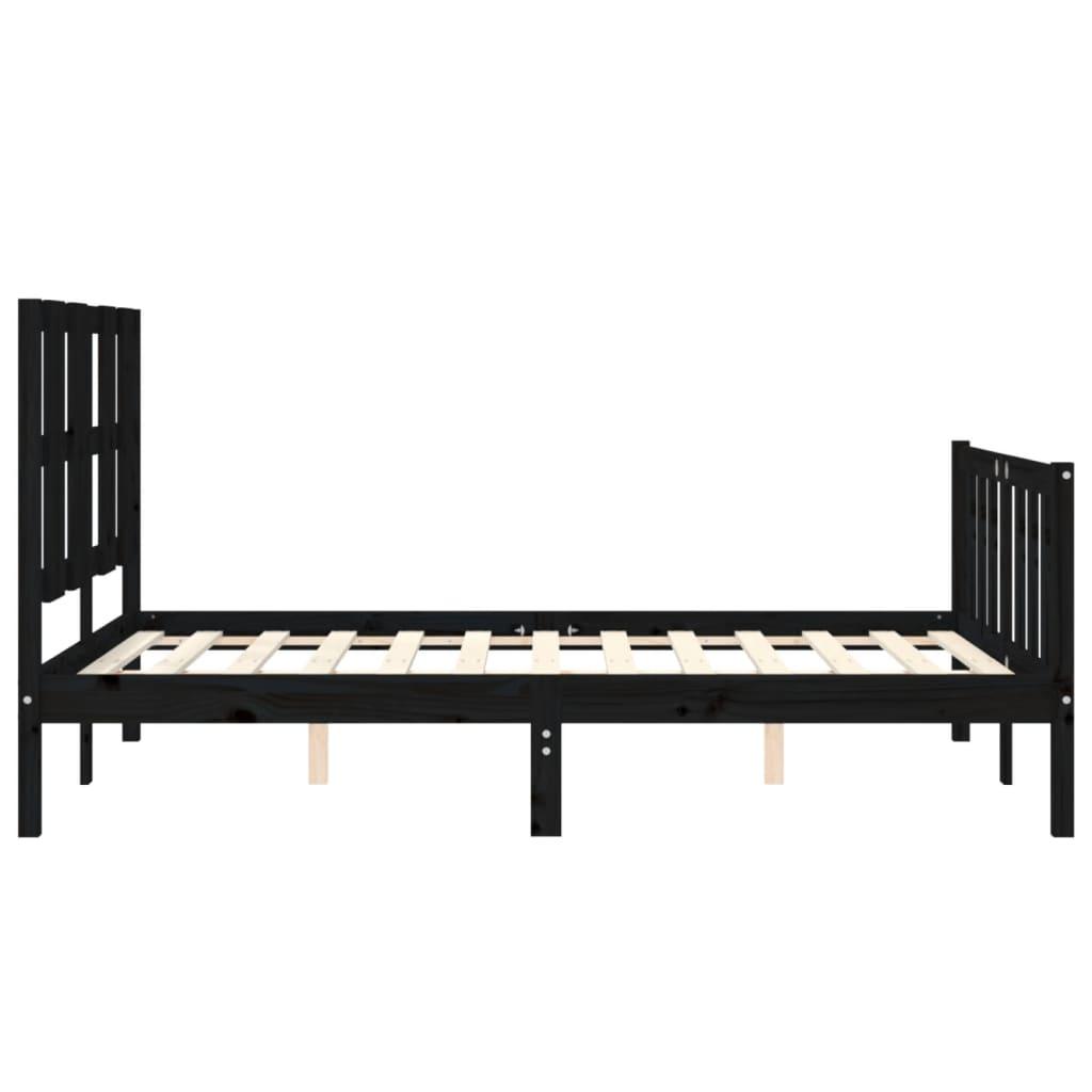 Bed Frame without Mattress Black 135x190 cm Solid Wood Pine