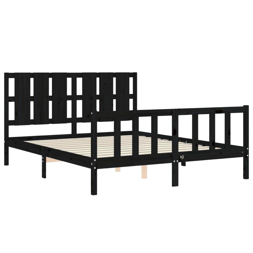 Bed Frame without Mattress Black 150x200 cm Solid Wood Pine