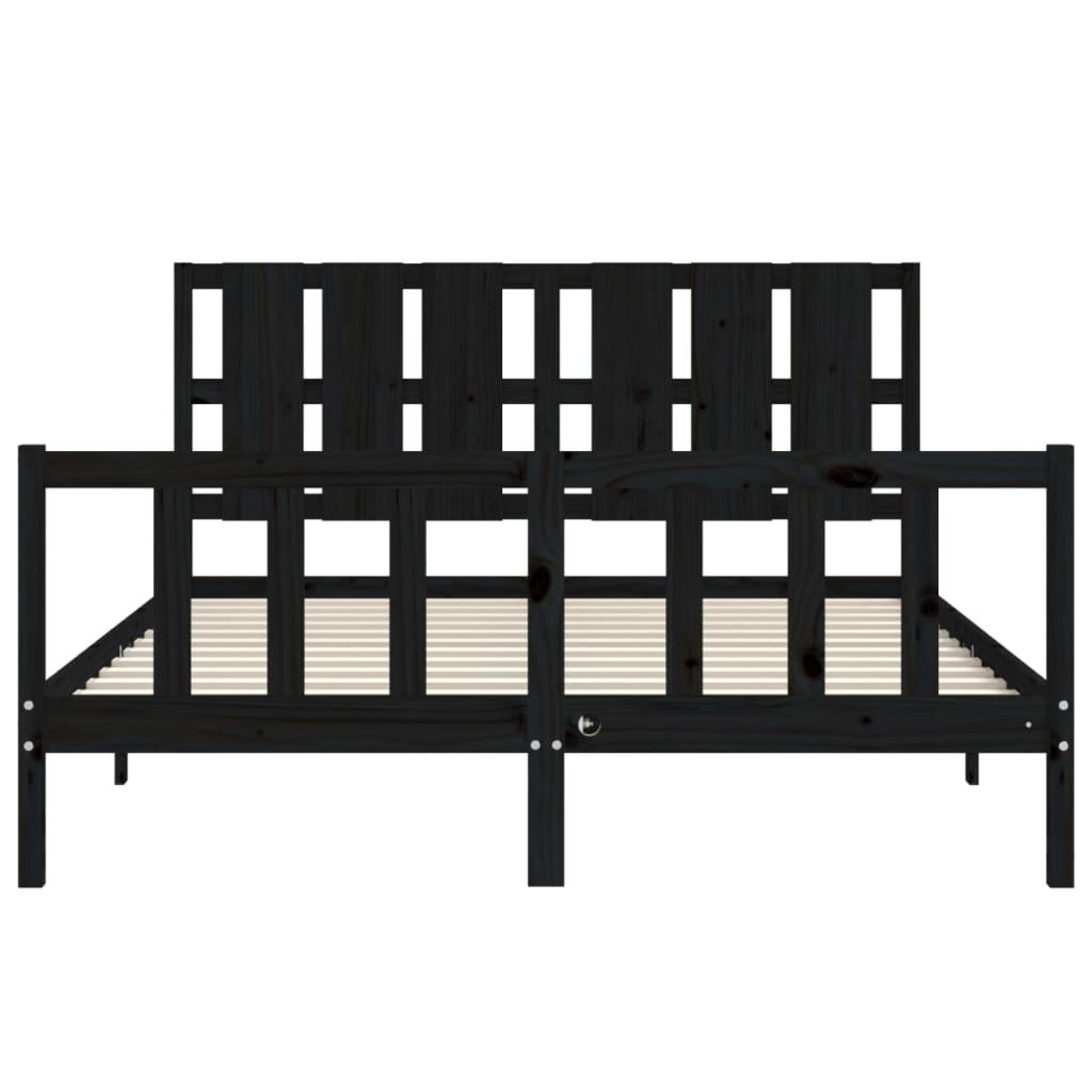 Bed Frame without Mattress Black 150x200 cm Solid Wood Pine