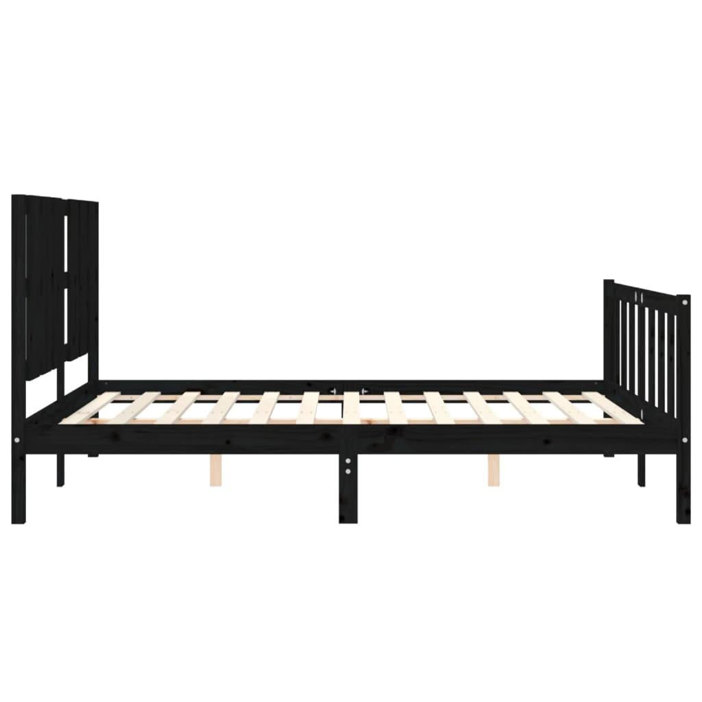 Bed Frame without Mattress Black 150x200 cm Solid Wood Pine