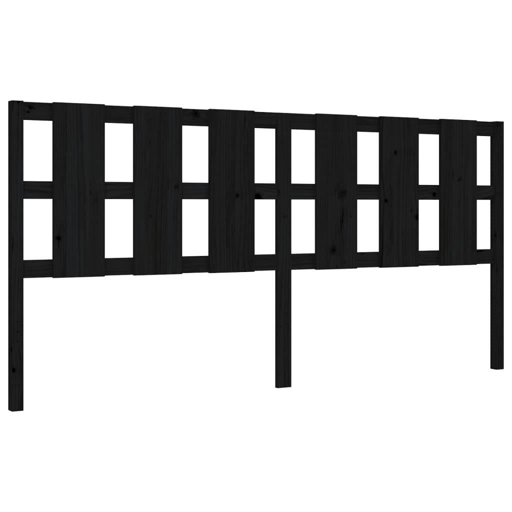 Bed Frame without Mattress Black 183x203 cm King Solid Wood Pine