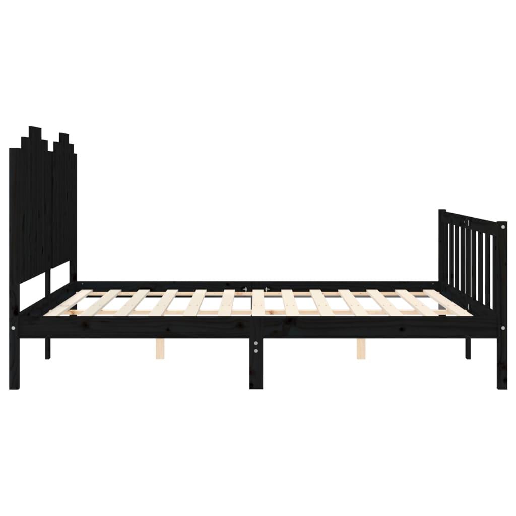 Bed Frame without Mattress Black 183x203 cm King Solid Wood Pine