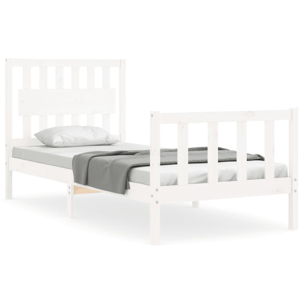 Bed Frame with Headboard White 92x187 cm Single Size Solid Wood