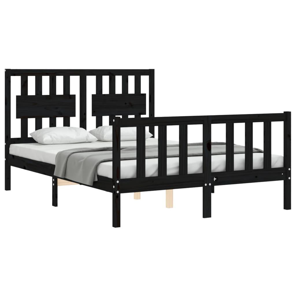 Bed Frame without Mattress Black 135x190 cm Solid Wood Pine