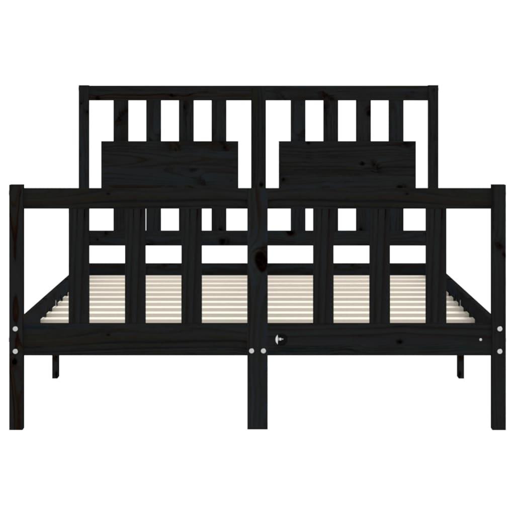 Bed Frame without Mattress Black 135x190 cm Solid Wood Pine