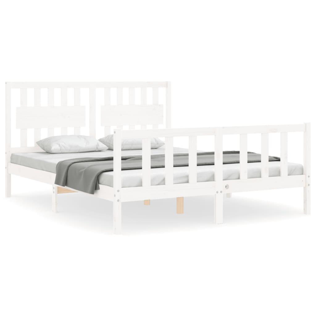 Bed Frame without Mattress White 150x200 cm Solid Wood Pine