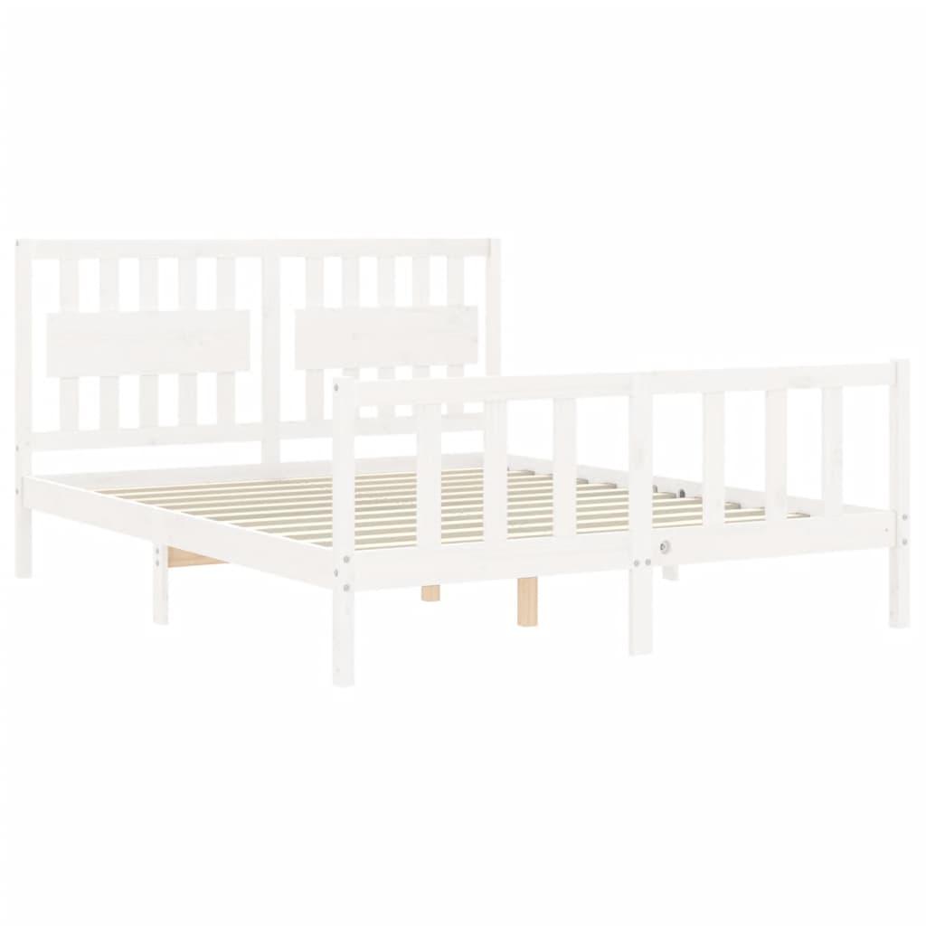 Bed Frame without Mattress White 150x200 cm Solid Wood Pine