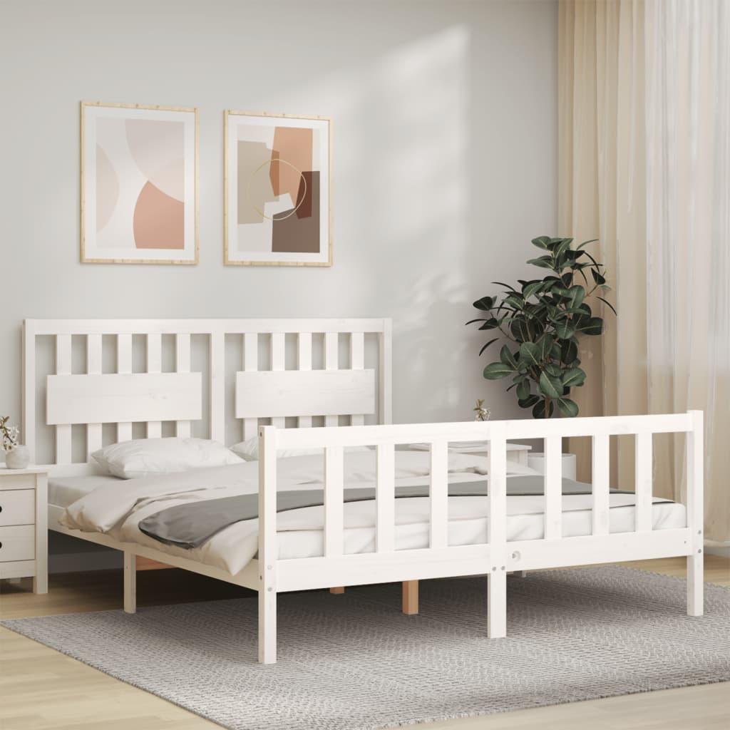 Bed Frame without Mattress White 150x200 cm Solid Wood Pine