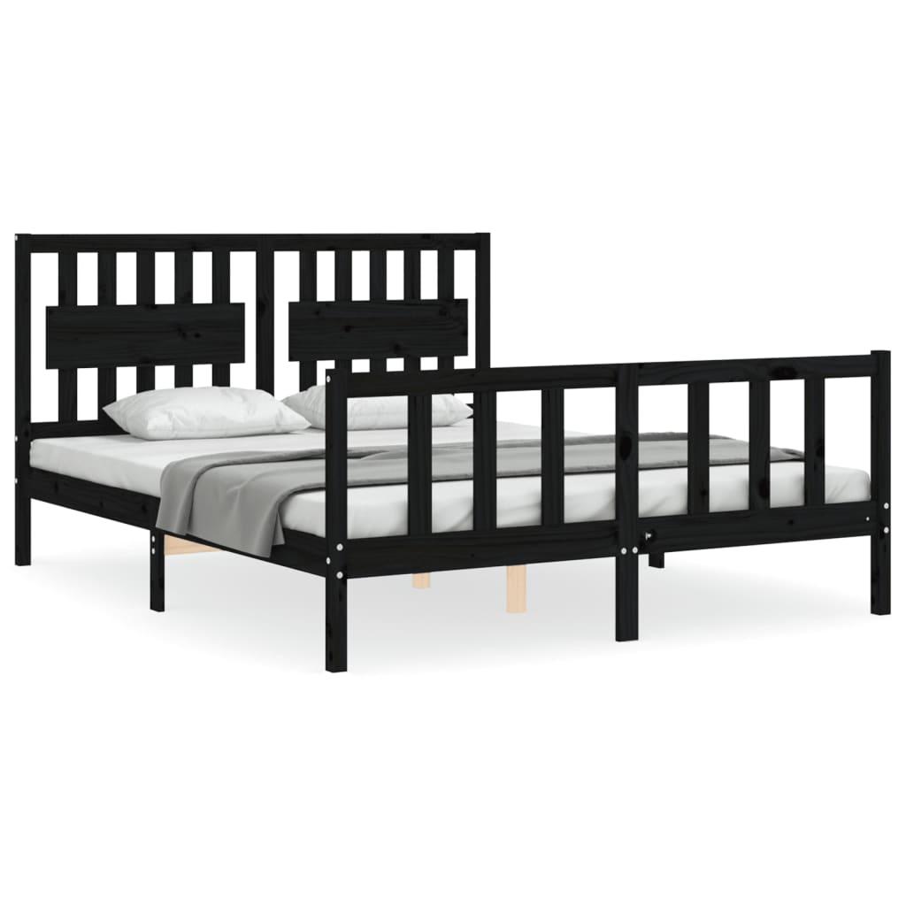 Bed Frame without Mattress Black 150x200 cm Solid Wood Pine