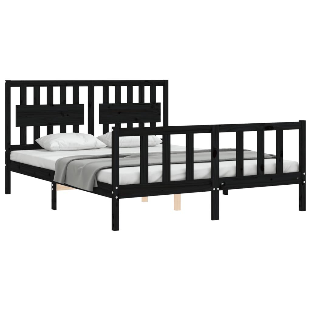 Bed Frame without Mattress Black 150x200 cm Solid Wood Pine