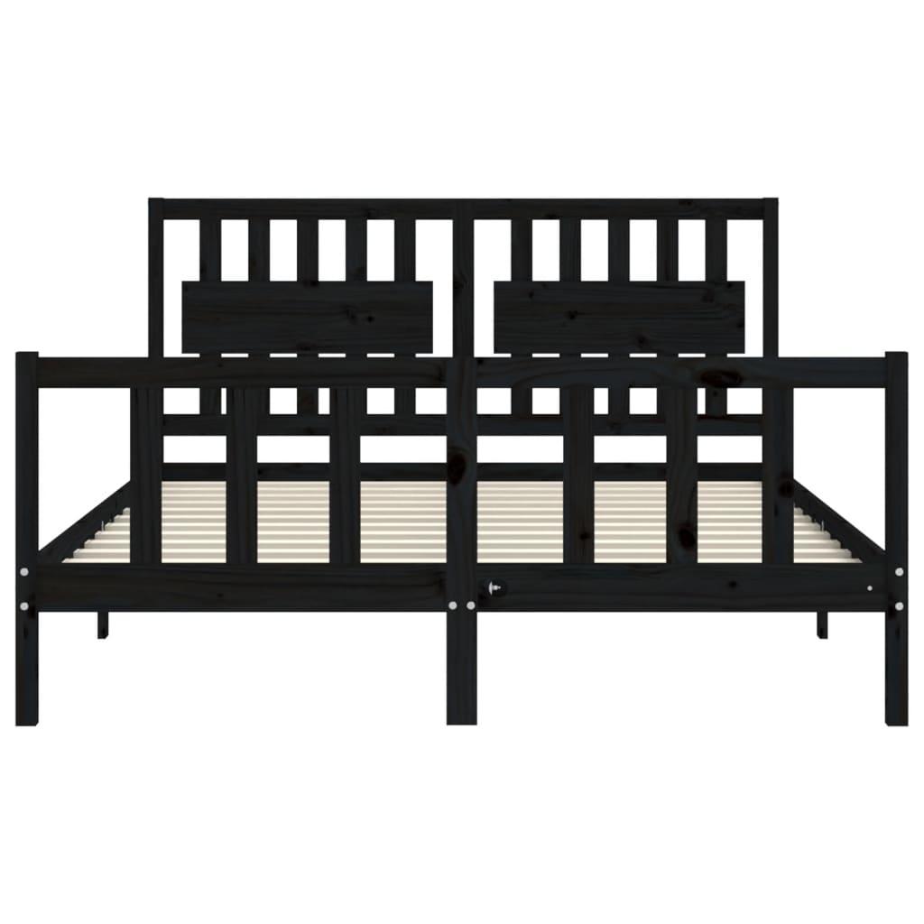 Bed Frame without Mattress Black 150x200 cm Solid Wood Pine