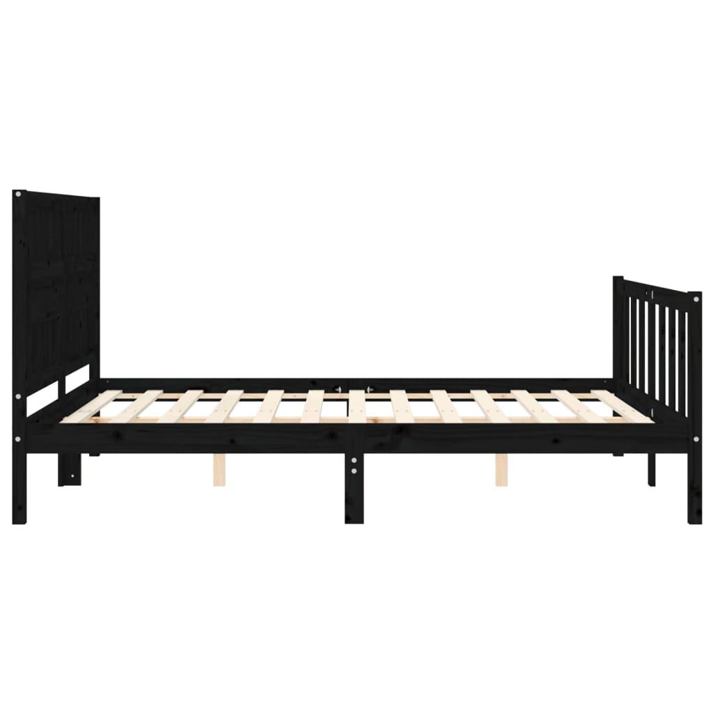 Bed Frame without Mattress Black 150x200 cm Solid Wood Pine