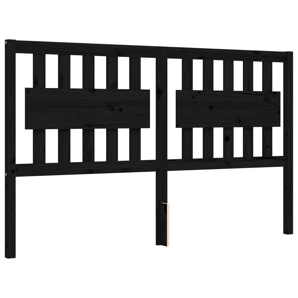 Bed Frame without Mattress Black 150x200 cm Solid Wood Pine