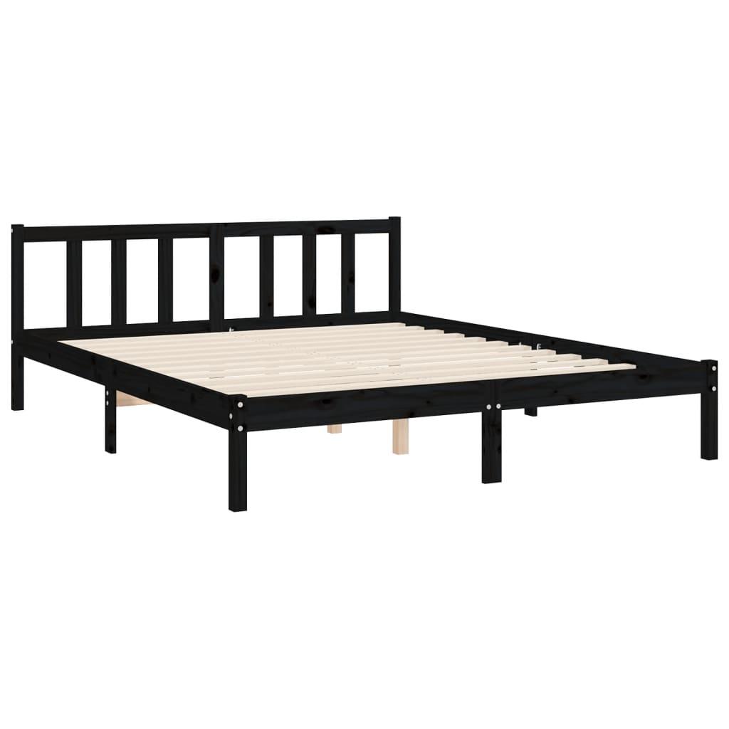 Bed Frame without Mattress Black 150x200 cm Solid Wood Pine