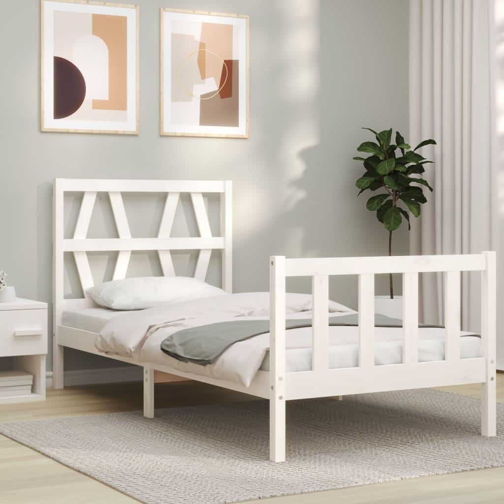 Bed Frame without Mattress White 90x190 cm Solid Wood Pine