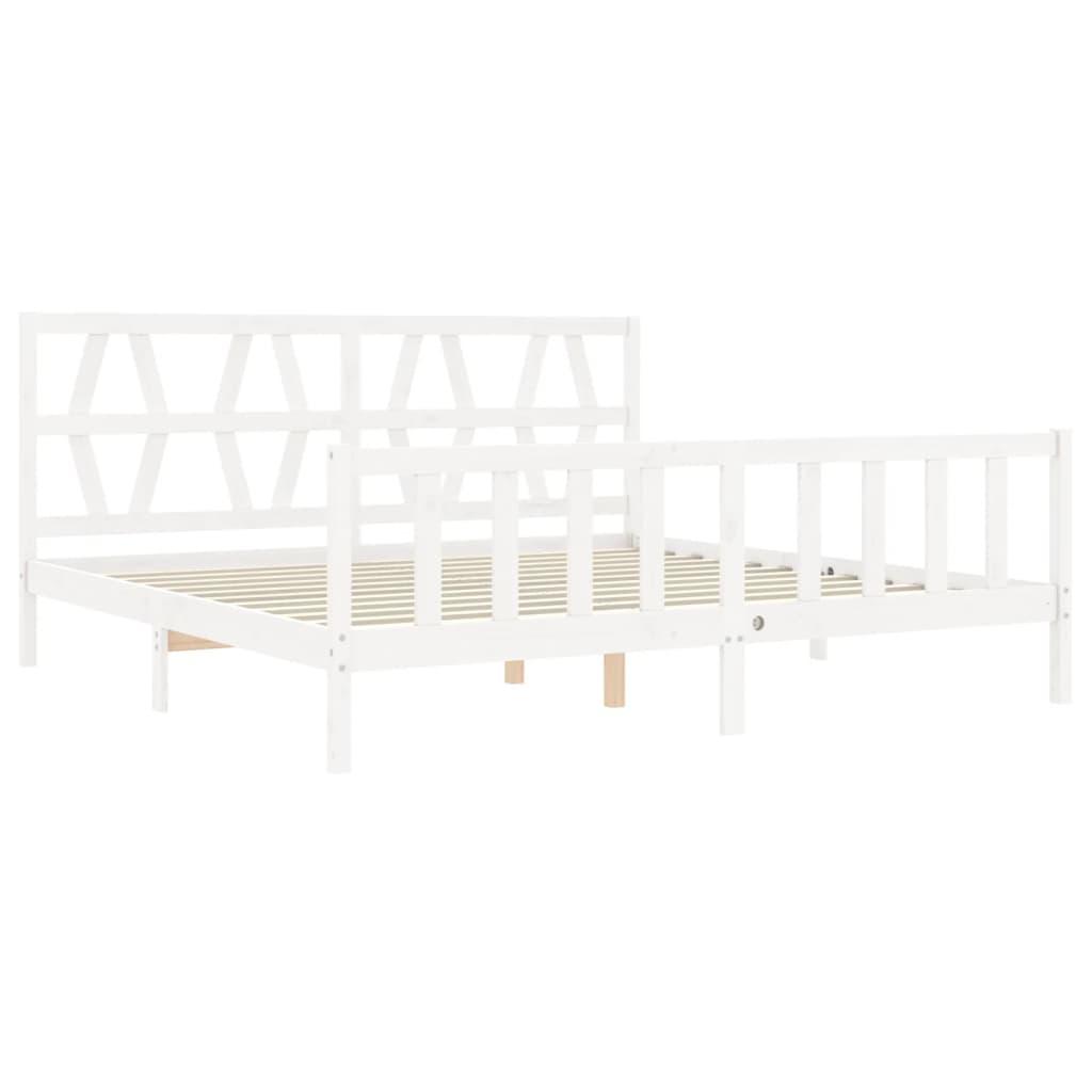 Bed Frame without Mattress White 183x203 cm King Solid Wood Pine
