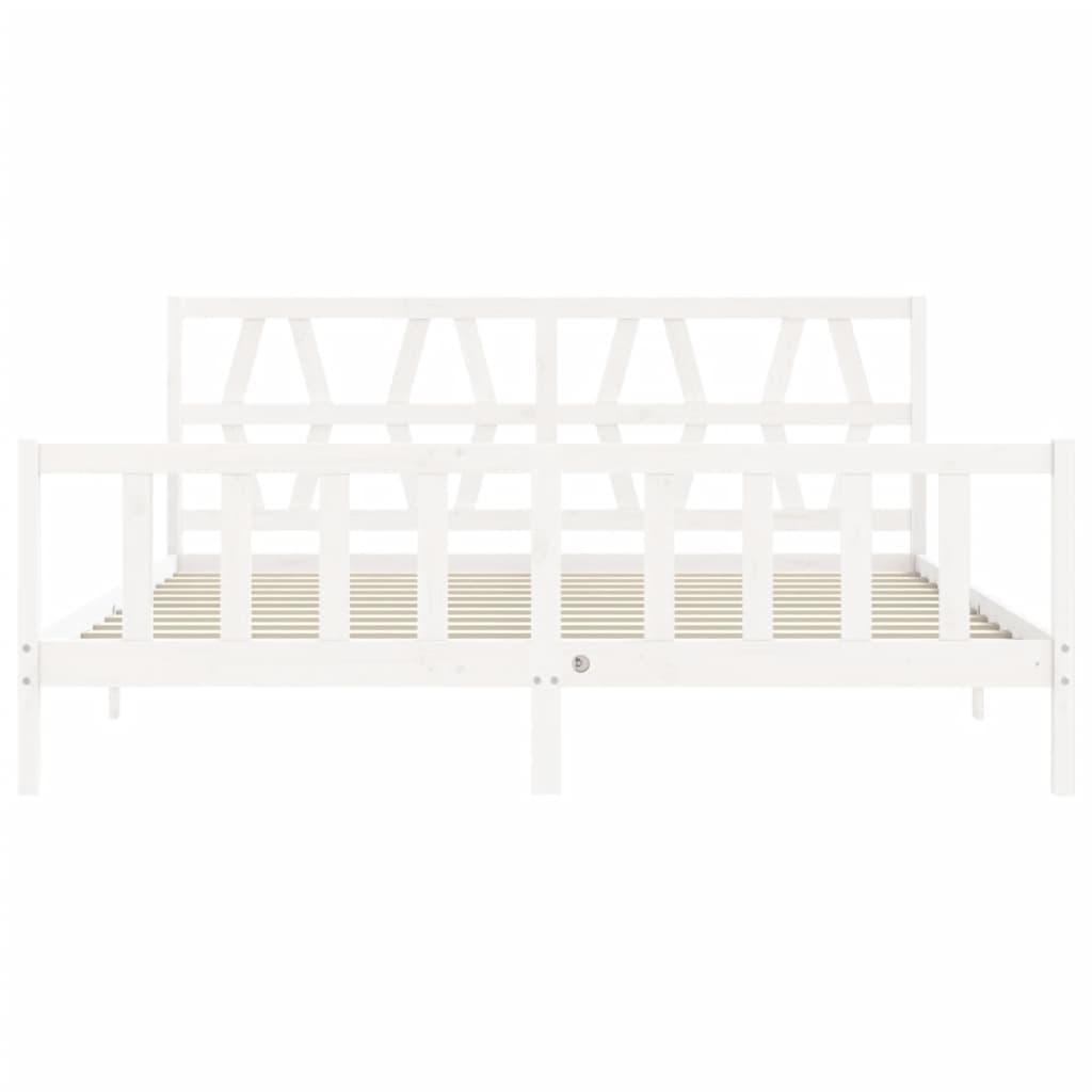 Bed Frame without Mattress White 183x203 cm King Solid Wood Pine