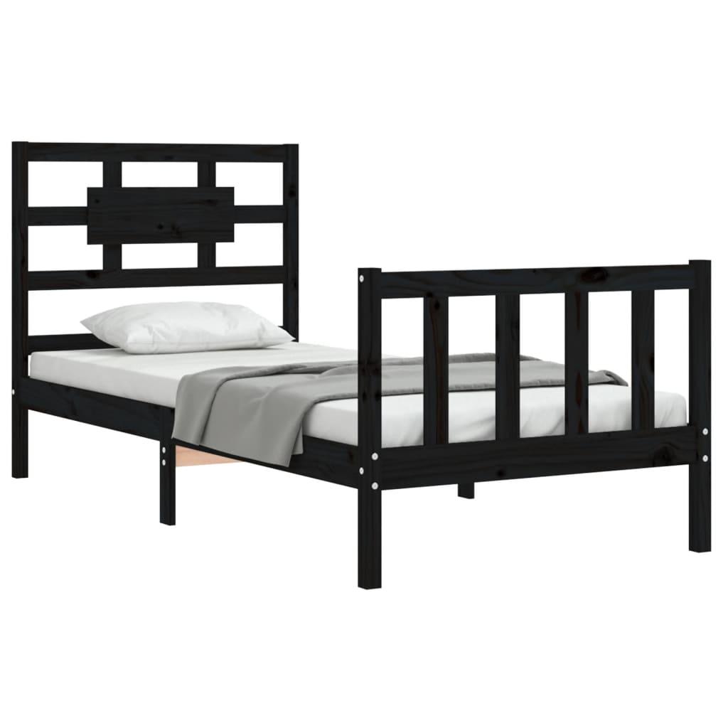 Bed Frame without Mattress Black 90x190 cm Solid Wood Pine