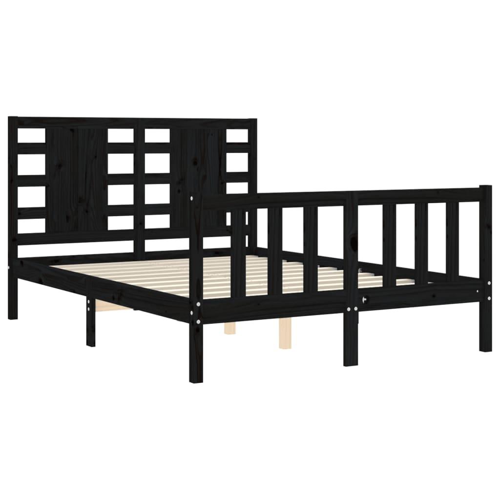 Bed Frame without Mattress Black 135x190 cm Solid Wood Pine