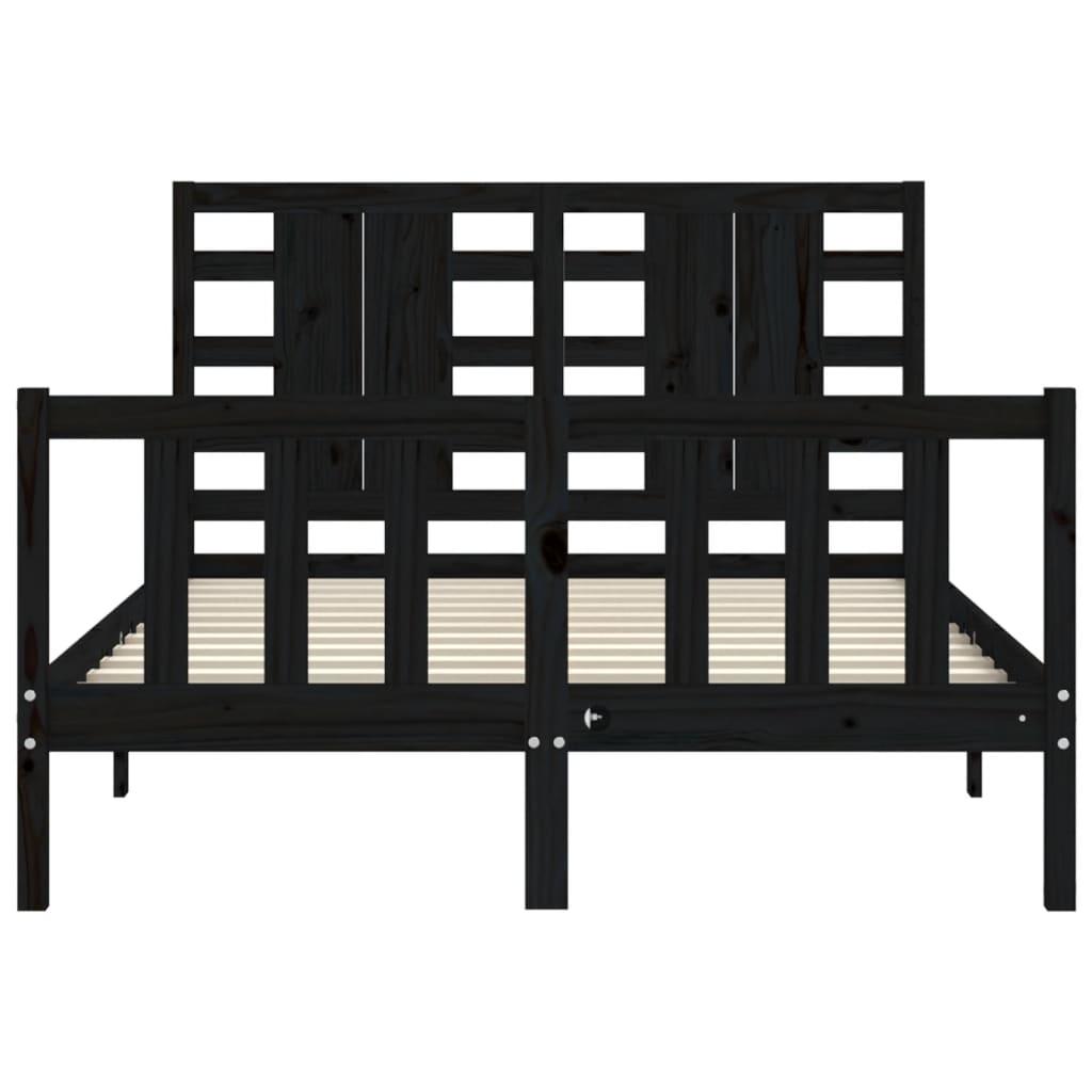 Bed Frame without Mattress Black 135x190 cm Solid Wood Pine