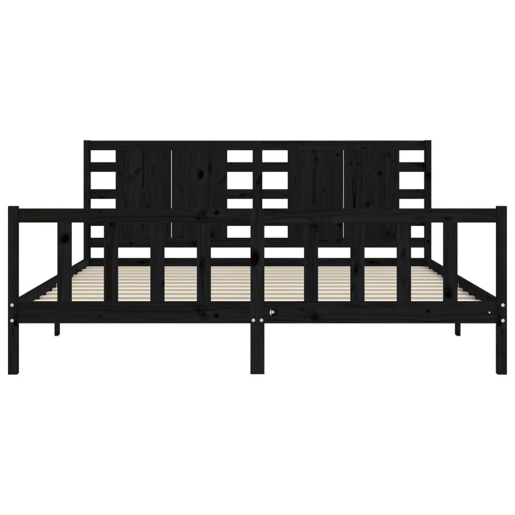 Bed Frame without Mattress Black 183x203 cm King Solid Wood Pine