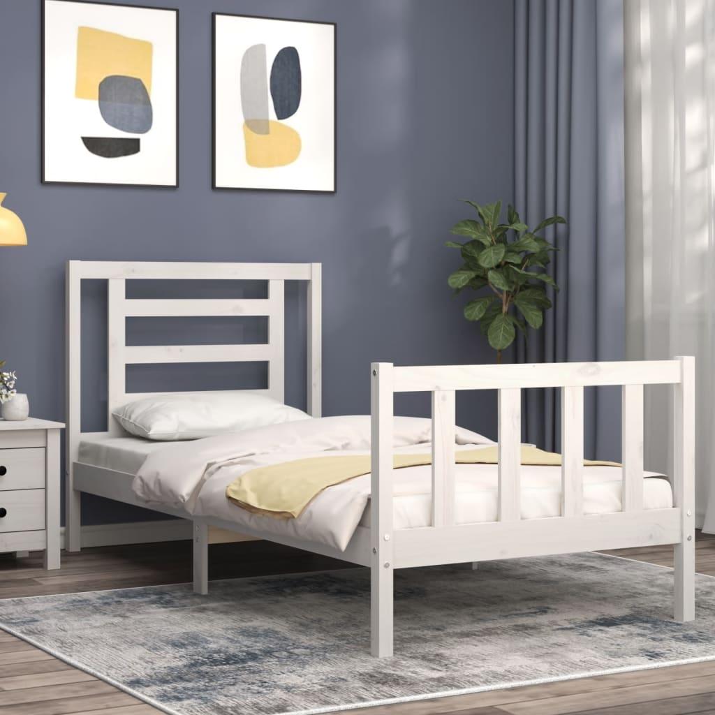 Bed Frame without Mattress White 90x190 cm Solid Wood Pine