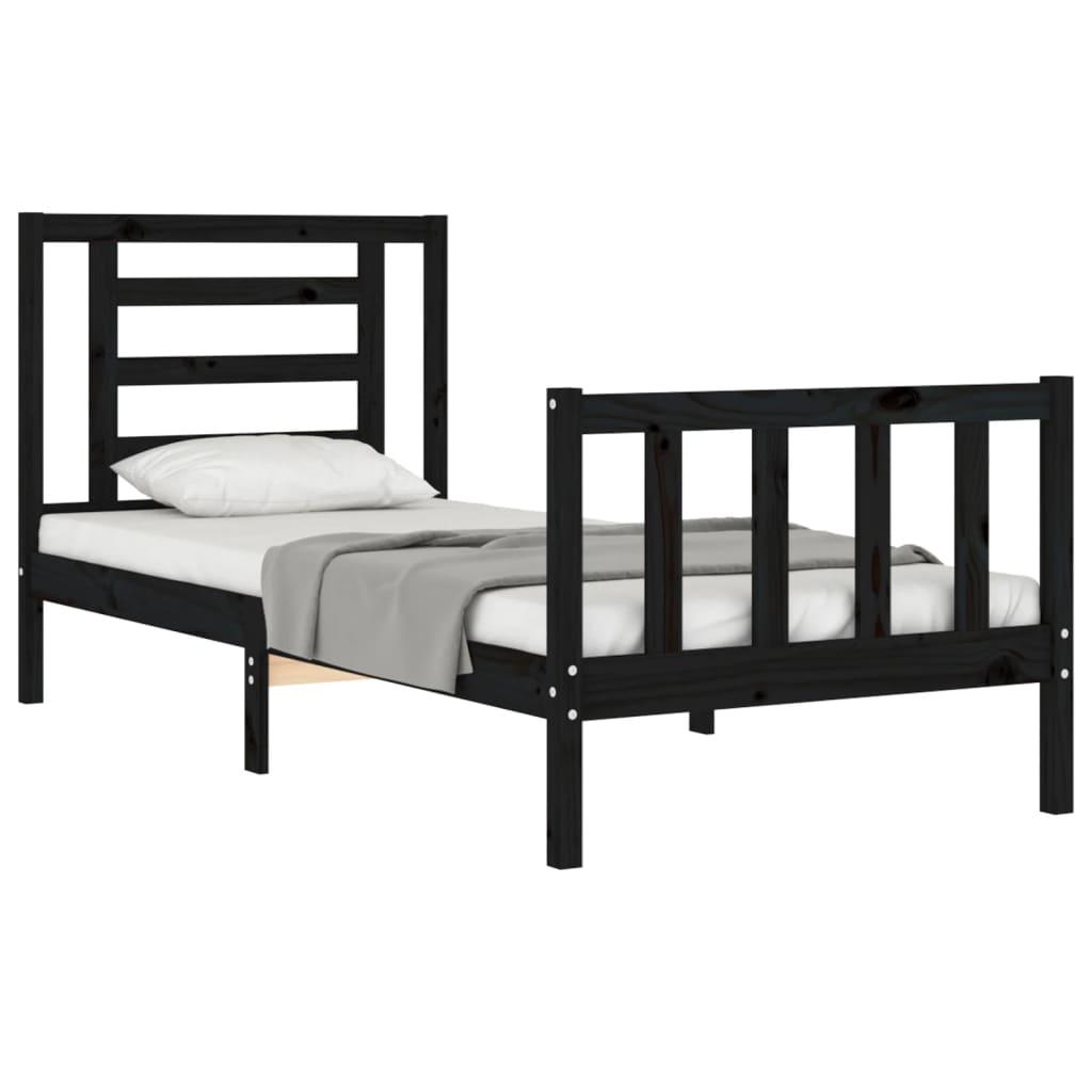 Bed Frame without Mattress Black 90x190 cm Solid Wood Pine