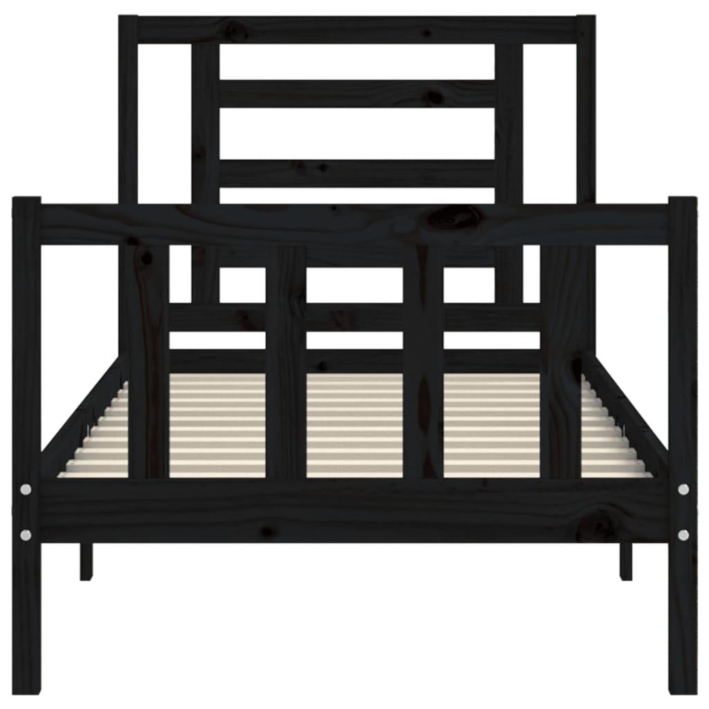 Bed Frame without Mattress Black 90x190 cm Solid Wood Pine