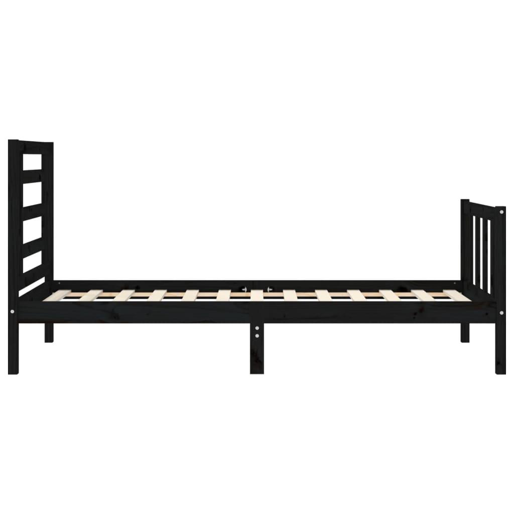 Bed Frame without Mattress Black 90x190 cm Solid Wood Pine