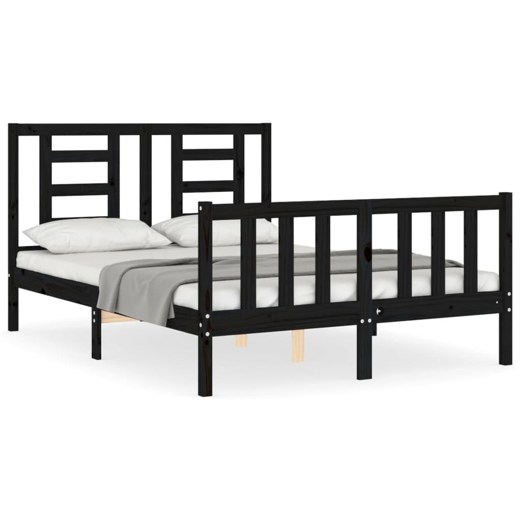 Bed Frame without Mattress Black 135x190 cm Solid Wood Pine